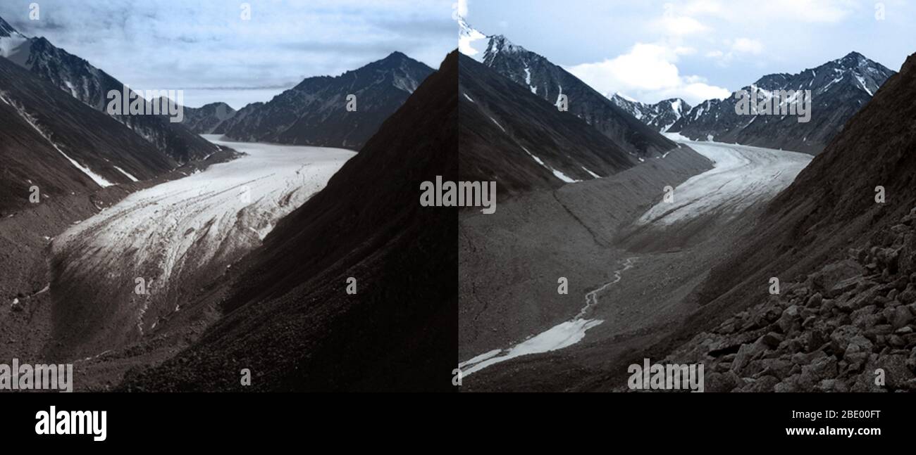 McCall Gletscher, 1958 und 2003 Stockfoto