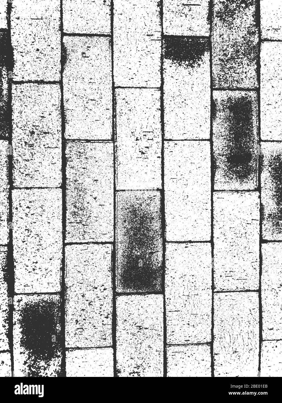 Alte Wandstruktur aus Backstein, Bodenfliese. Schwarz-weißer Grunge Hintergrund. EPS8. Vektorgrafiken. Stock Vektor