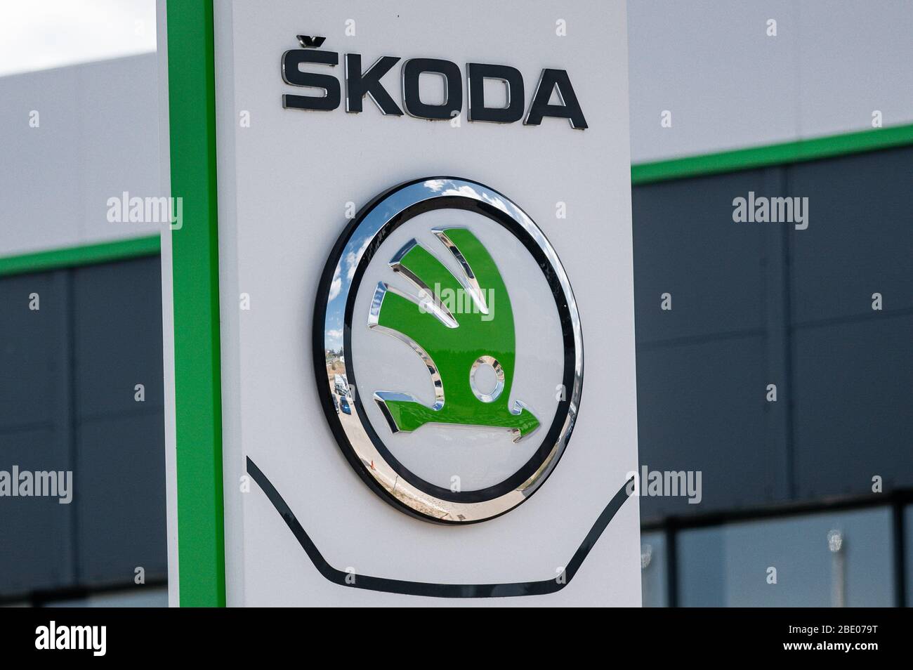 Danzig, Polen. April 2020. Skoda Logo in Danzig. Kredit: Mateusz Slodkowski/SOPA Images/ZUMA Wire/Alamy Live News Stockfoto