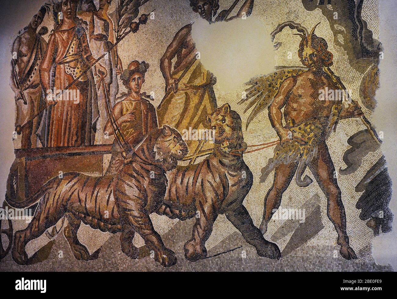 Römisches Mosaik des Triumphes von Bacchus. Stockfoto
