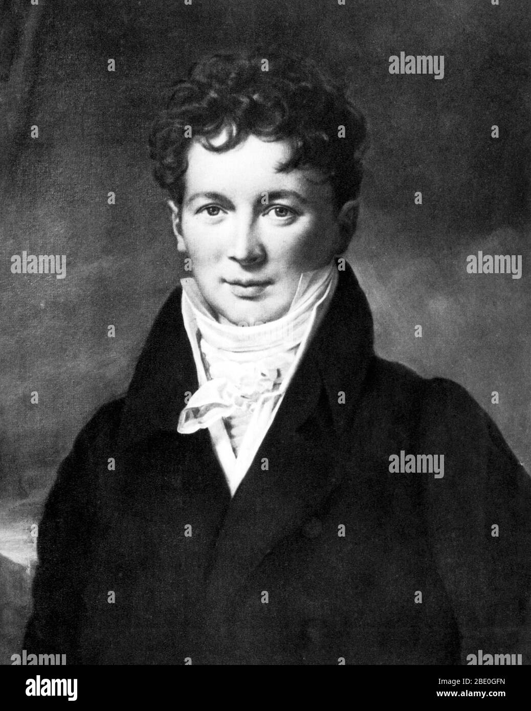Magendie-Porträt von Paulin Jean Baptiste Guérin. François Magendie (1783-1855) war ein französischer Physiologe, der als Pionier der experimentellen Physiologie galt. Er führte eine Reihe von Experimenten am Nervensystem durch, insbesondere die Überprüfung der Unterscheidung zwischen sensorischen und motorischen Nerven im Rückenmark, dem Bell-Magendie-Gesetz. Die Engländer behaupteten, dass Bell seine Entdeckungen zuerst veröffentlichte und dass die Magendie seine Experimente gestohlen habe. Magendie war ein berüchtigter Besucher, schockiert sogar viele seiner Zeitgenossen mit den Live-Diktionen, die er in öffentlichen Vorlesungen in Physiologie. Er wa Stockfoto