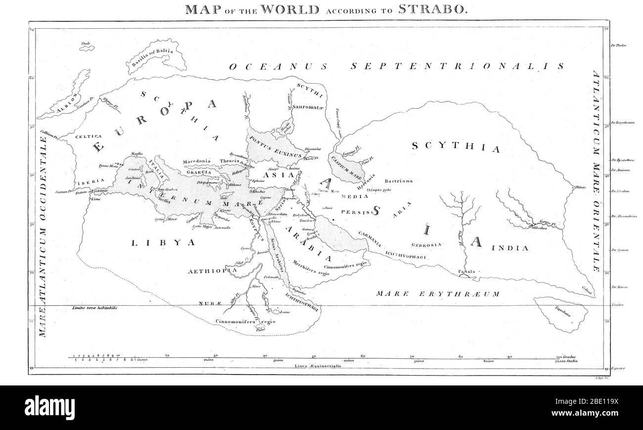 Karte des Wortes, Strabo, c. 20 CE Stockfoto