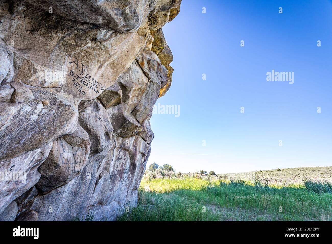 Die Stadt der Felsen in Idaho markiert die Halbzeit der California Trail und bietet heute rock Aktivitäten klettern. Stockfoto