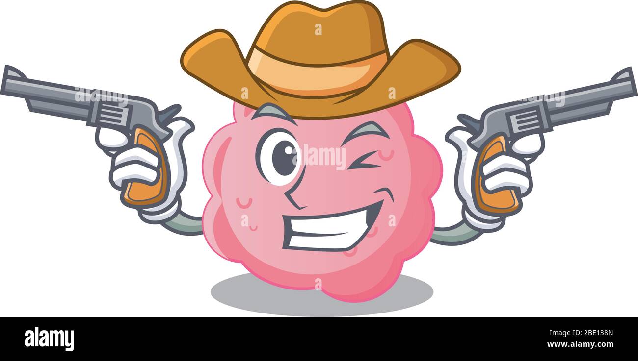 Nette schöne Cowboy von anaplasma Phagocytophilum Cartoon-Figur mit Gewehren Stock Vektor