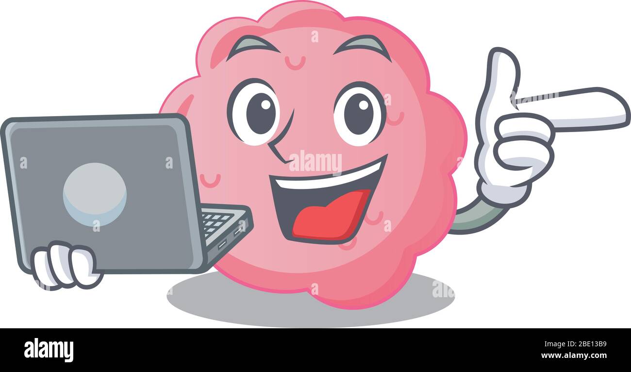 Cartoon-Charakter von anaplasma phagocytophilum clever Student Studium mit einem Laptop Stock Vektor