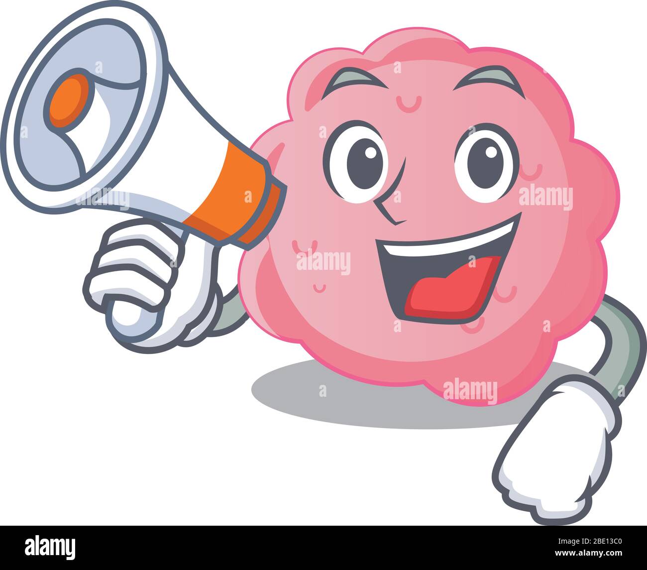 Cartoon Charakter von anaplasma phagocytophilum mit einem Megaphon Stock Vektor