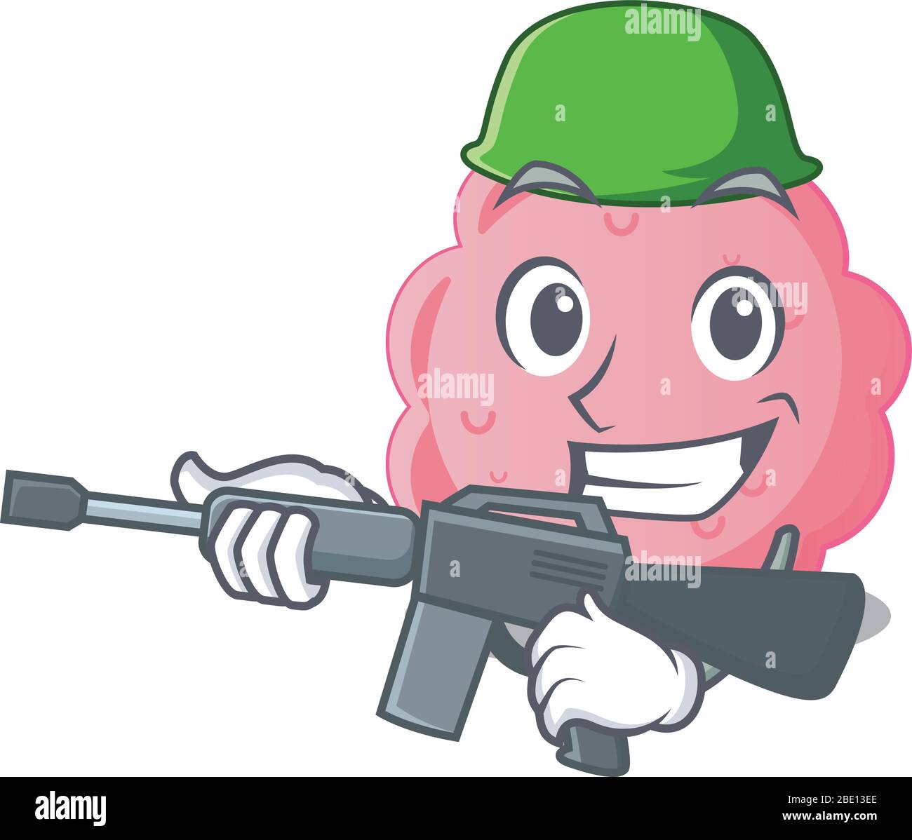 Ein Cartoon-Bild von anaplasma Phagocytophilum im Army-Stil mit Maschinengewehr Stock Vektor