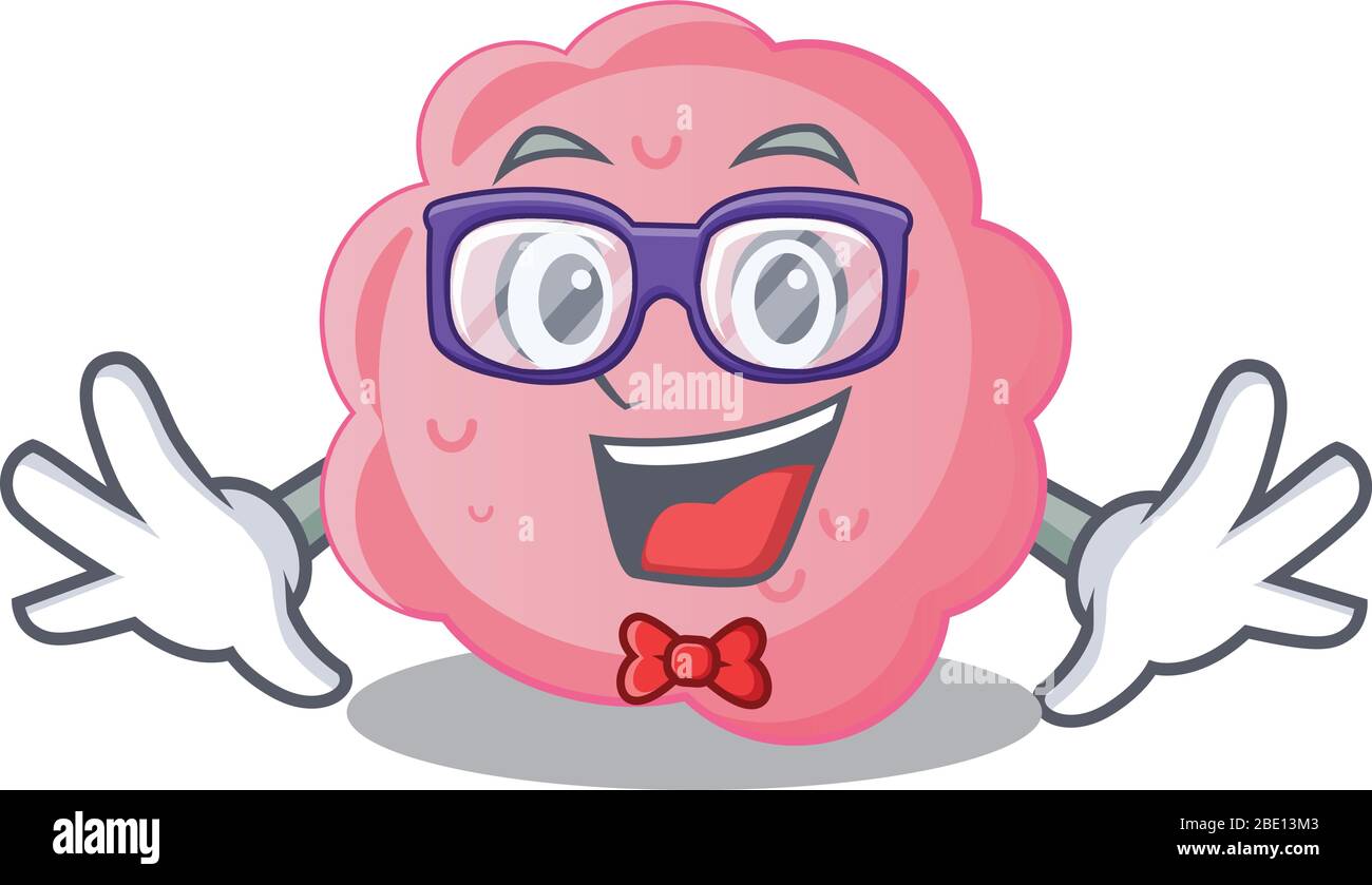 Maskottchen Design-Stil von geek anaplasma phagocytophilum mit Gläsern Stock Vektor
