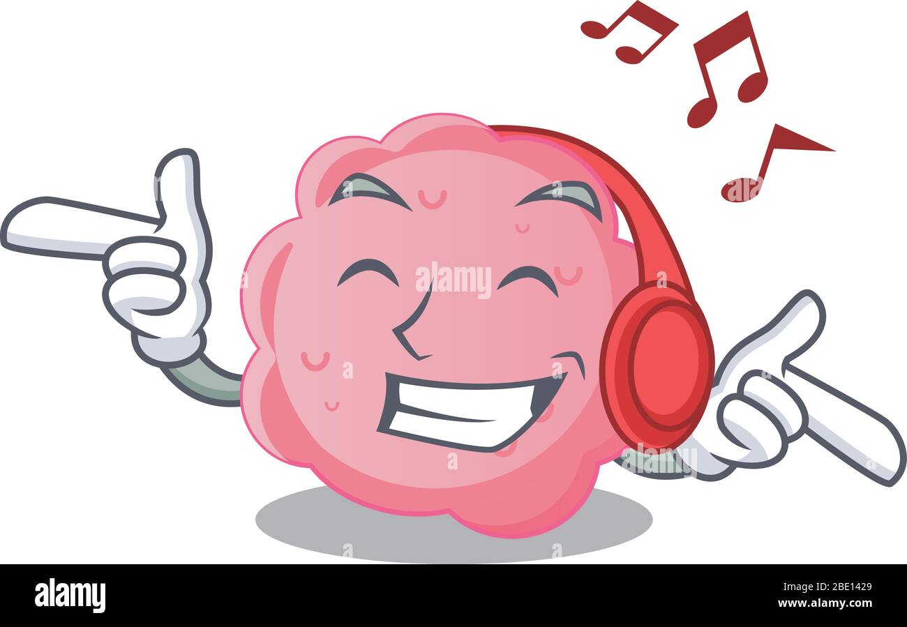 Anaplasma phagocytophilum Cartoon Design Konzept Musik hören Stock Vektor