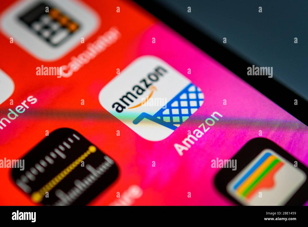 Amazon App, Icon, Logo, Display, iPhone, viele verschiedene App-Icons, App, Mobile, Smartphone, iOS, Makro, Detail, Formatfüllung Stockfoto