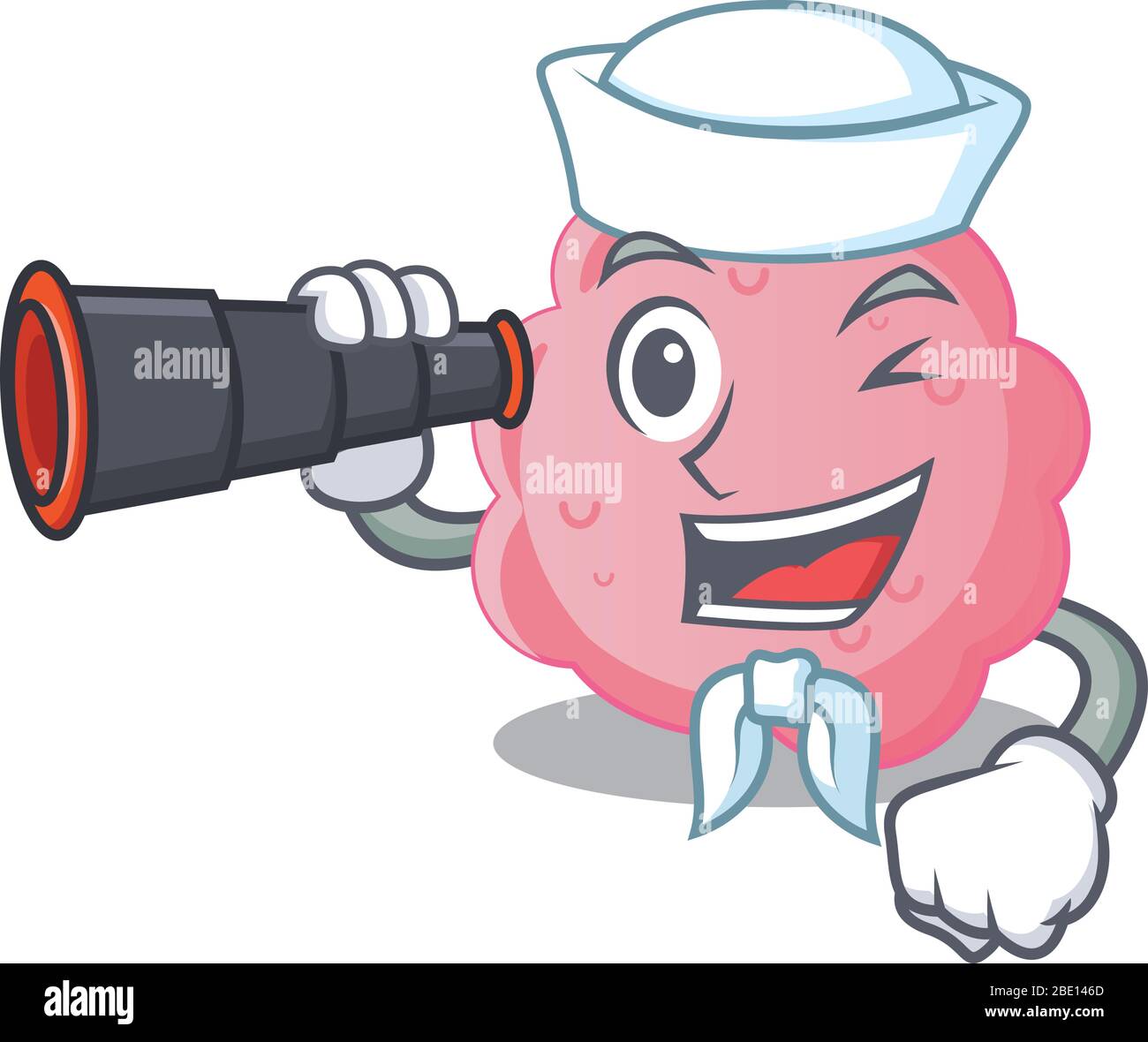 Eine Cartoon-Ikone von anaplasma phagocytophilum Sailor mit binokularen Stock Vektor