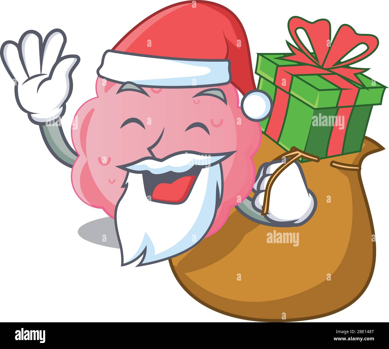 Cartoon-Design von anaplasma phagocytophilum Santa mit Weihnachtsgeschenk Stock Vektor