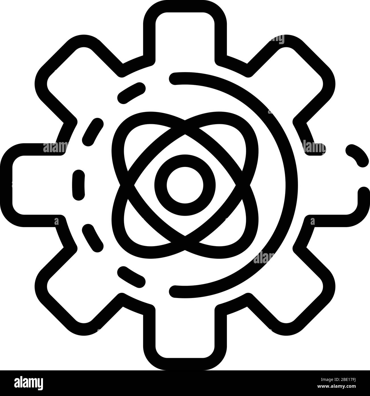 Ausrüstung mit Atom-Symbol, Outline-Stil Stock Vektor