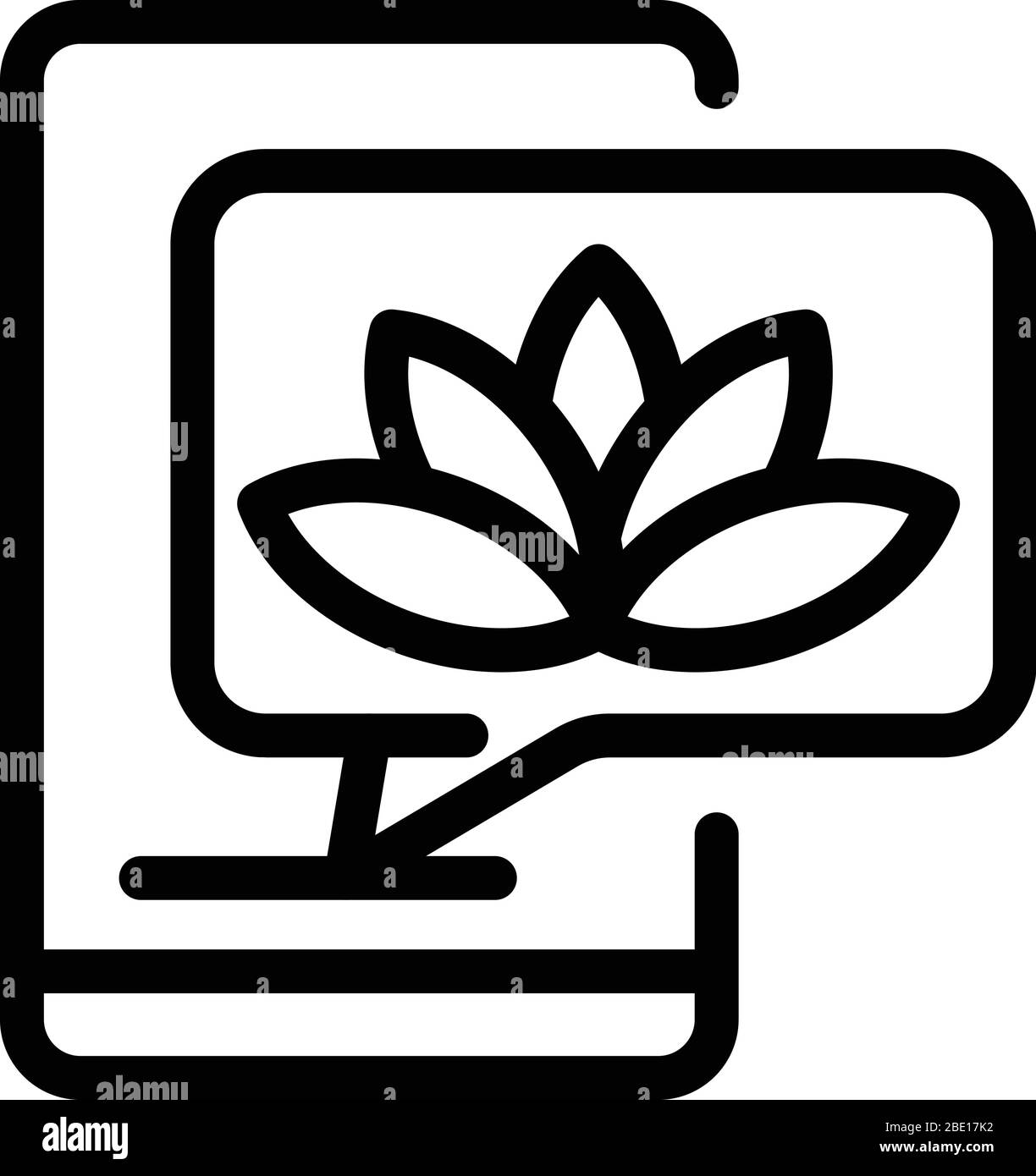 Smartphone und Lotus-Symbol, Outline-Stil Stock Vektor