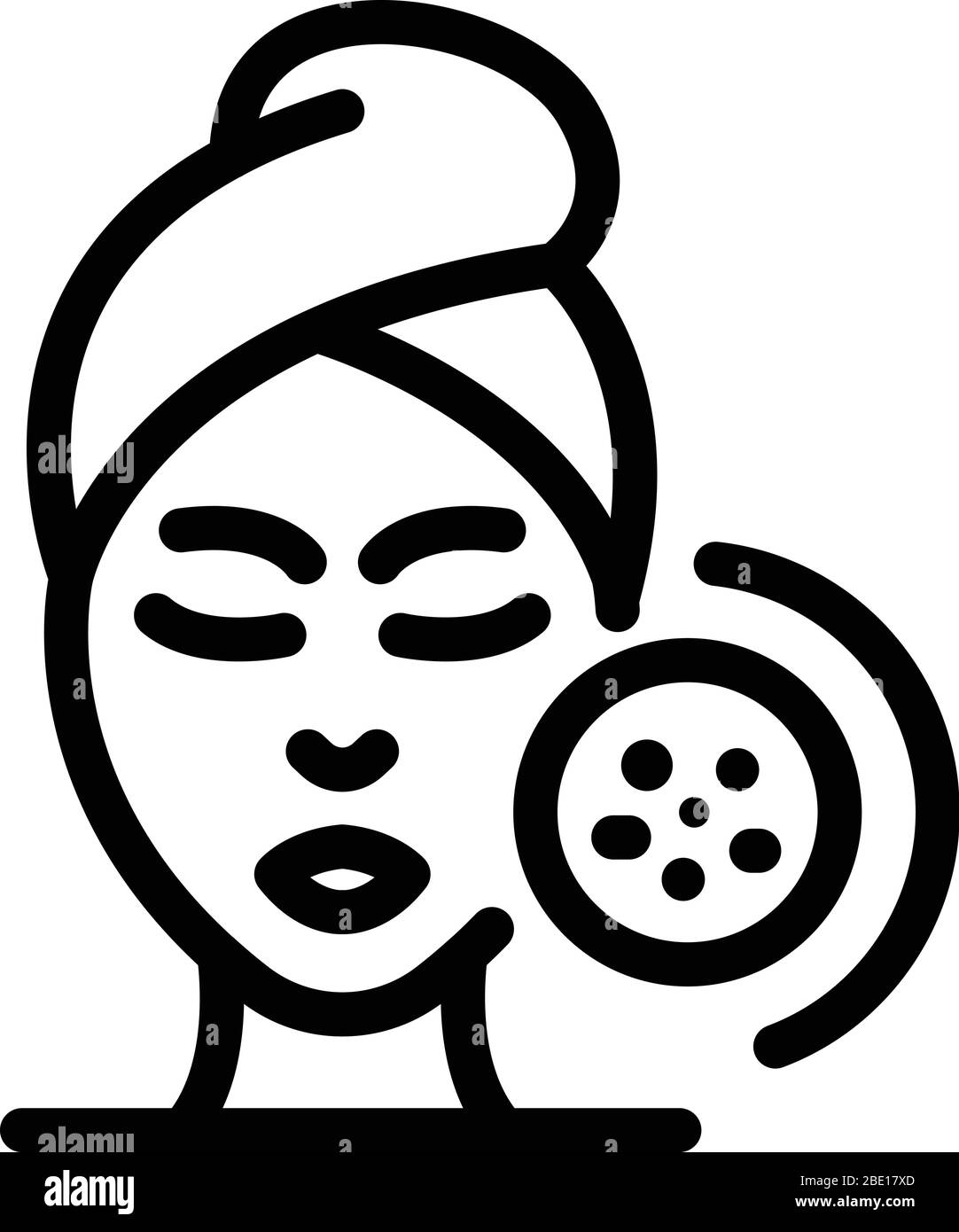 Weibliches Gesicht und Akne-Symbol, Outline-Stil Stock Vektor