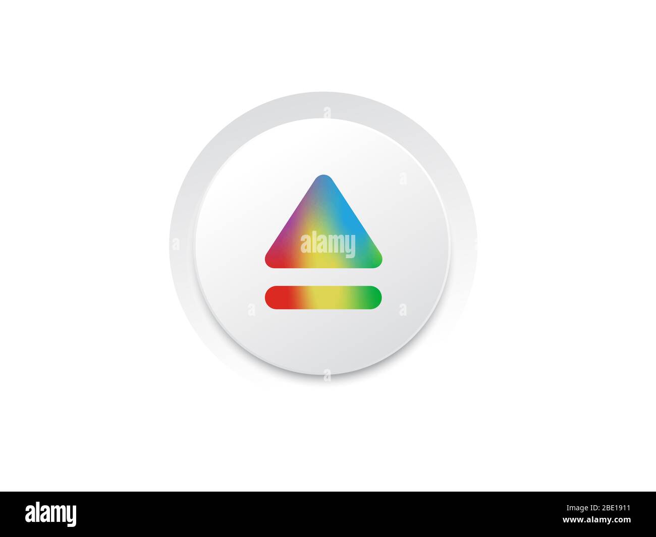 Die Symbolschaltfläche für den vektorisolierten Musik-Player "Regenbogengradient auswerfen" Stockfoto
