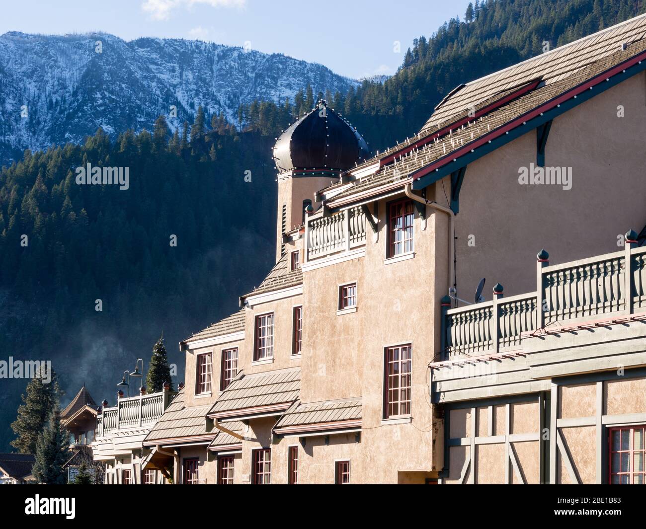 Winter in Leavenworth Bavarian Village, Washington Stockfoto