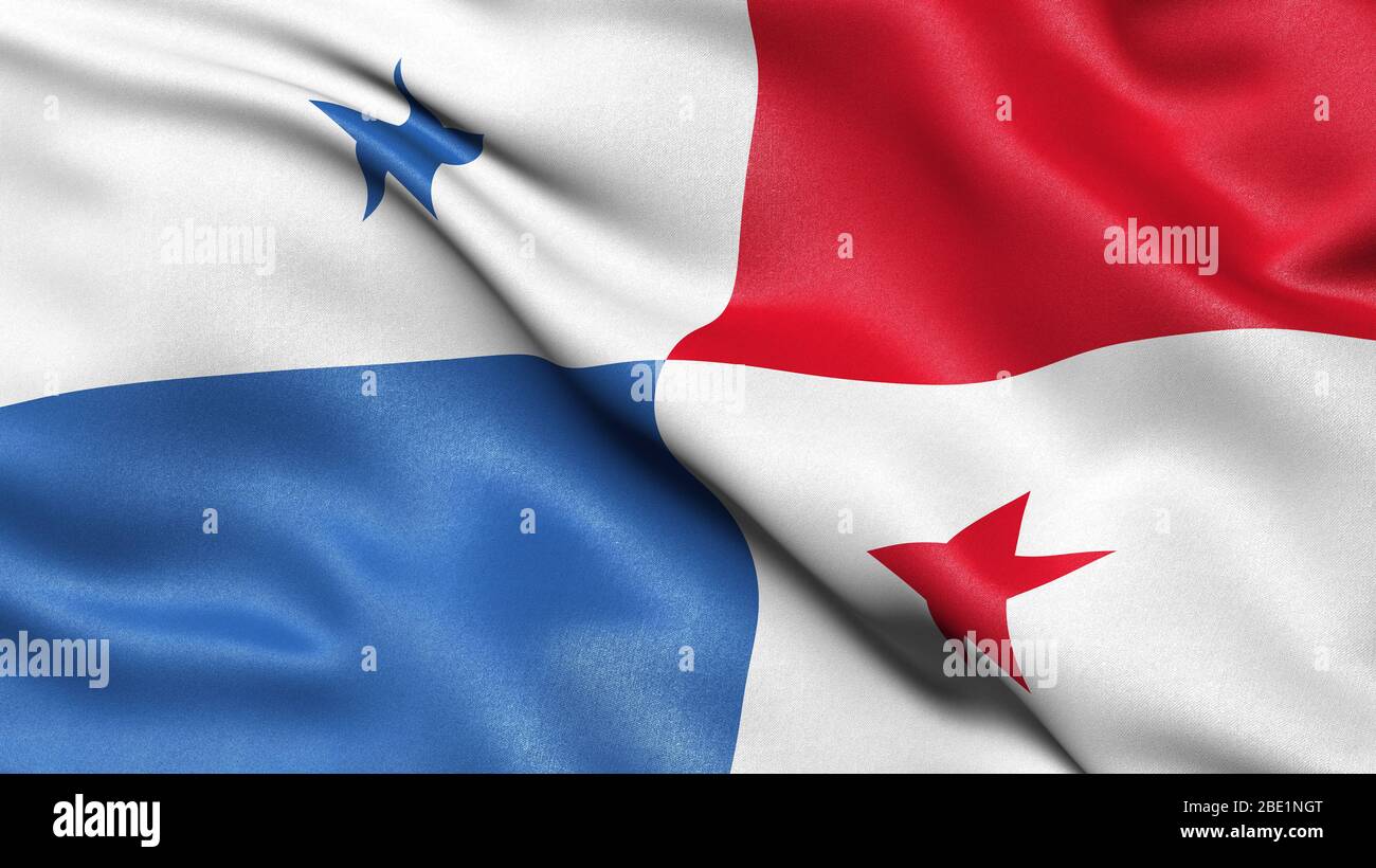 3D-Darstellung der Flagge von Panama winkend im Wind. Stockfoto