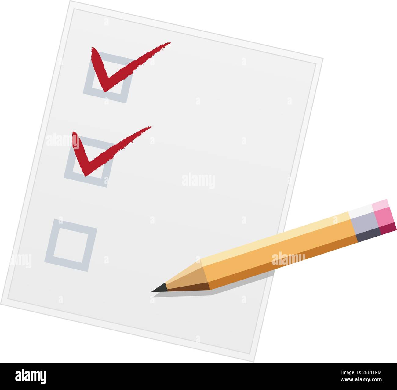 Checkliste mit Bleistift flaches Design Illustration. Zwei von drei. Vektor Stock Vektor