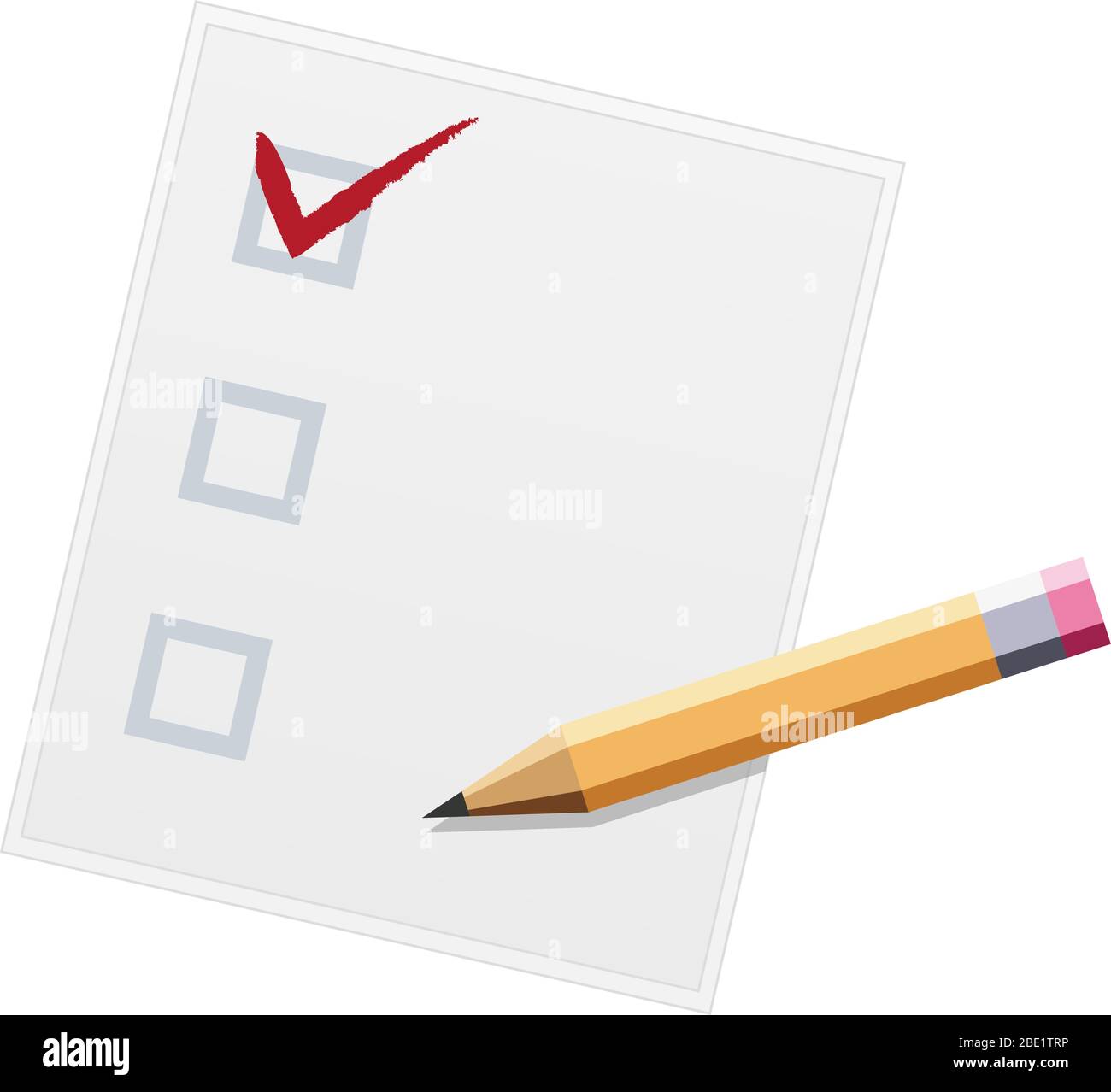Checkliste mit Bleistift flaches Design Illustration. Einer von drei. Vektor Stock Vektor