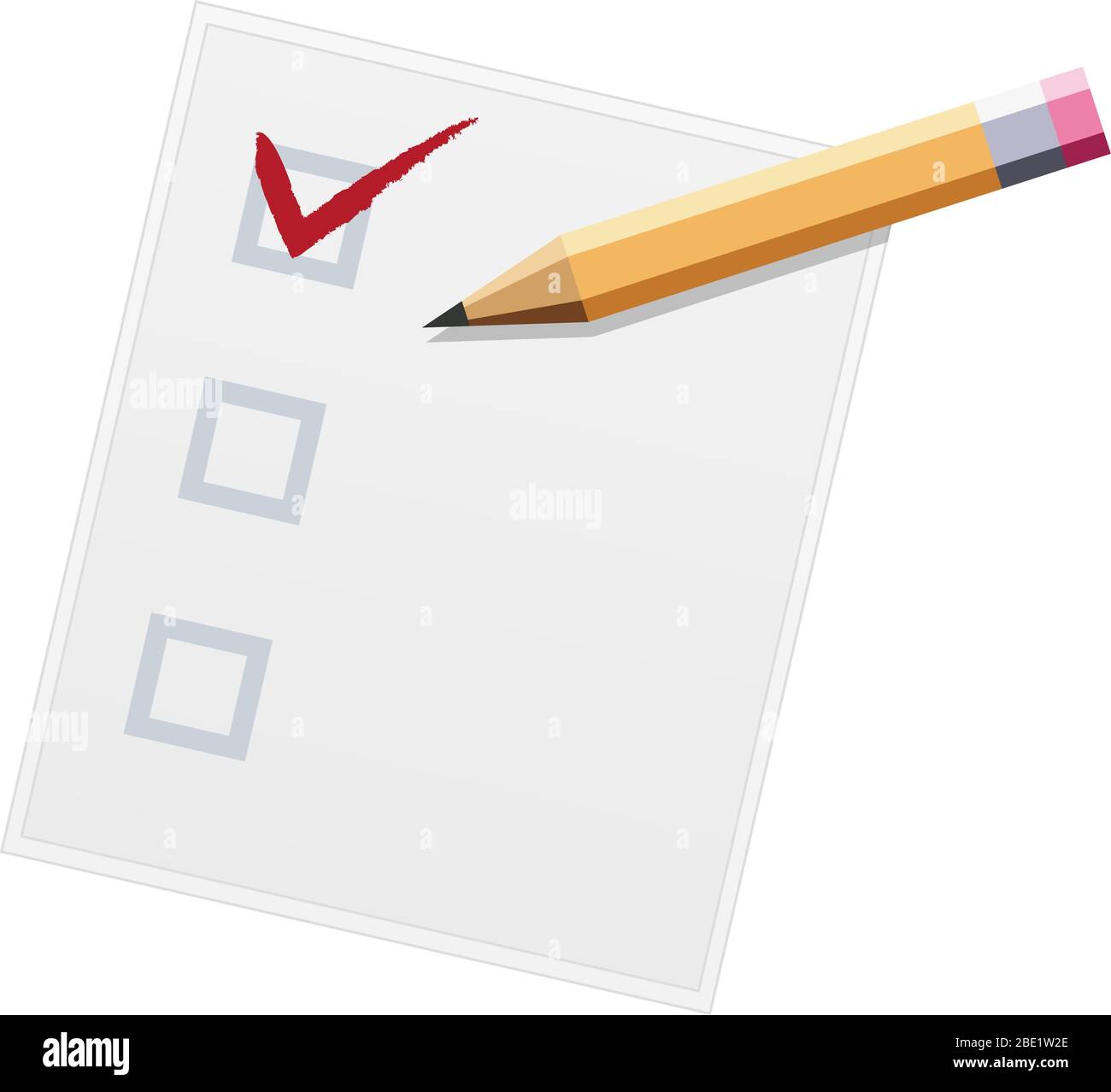 Checkliste mit Bleistift flaches Design Illustration. Einer von drei. Vektor Stock Vektor