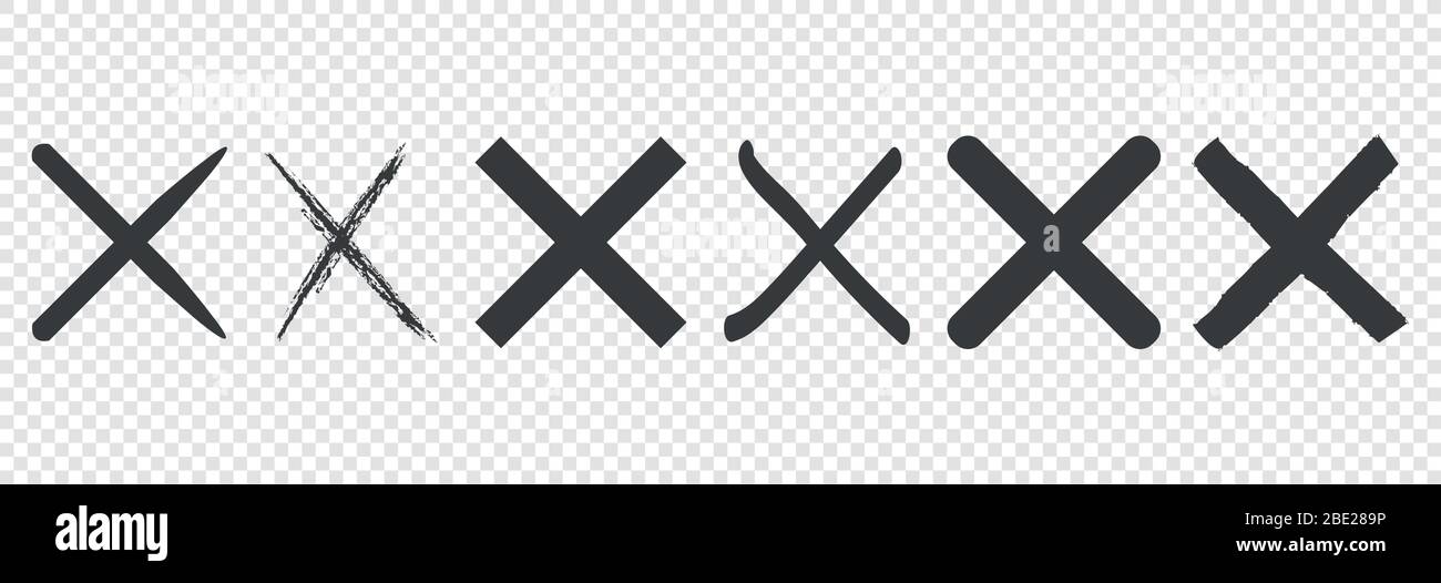 Kreuzmarkierung gesetzt. Auf transparentem Hintergrund Häkchen 10. Folge Stock Vektor