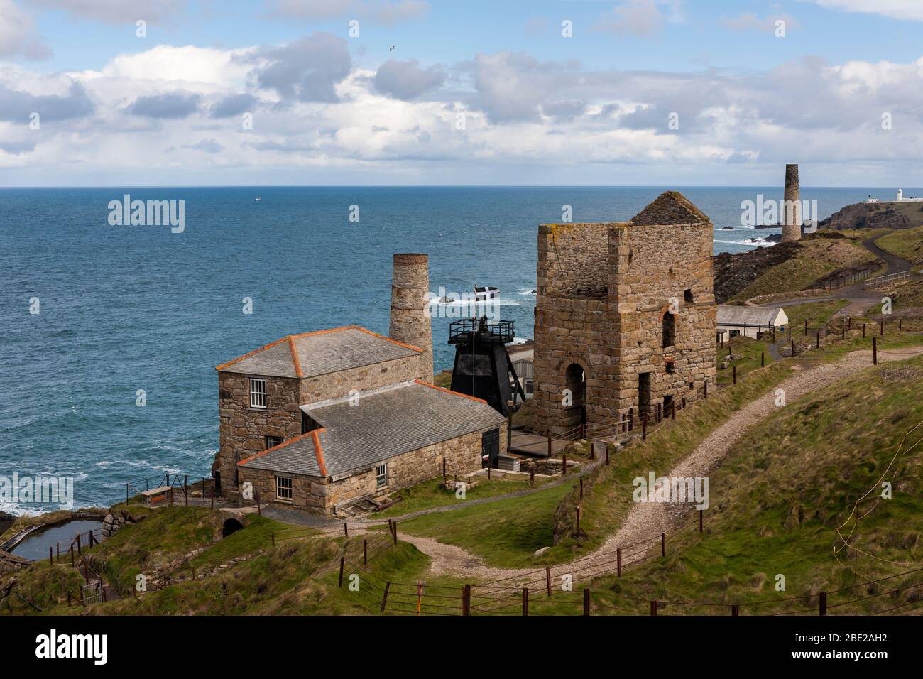 Die Pumping and Beam Engine Houses, Levant Mine, UNESCO-Weltkulturerbe, Penwith Peninsula, Cornwall, Großbritannien Stockfoto