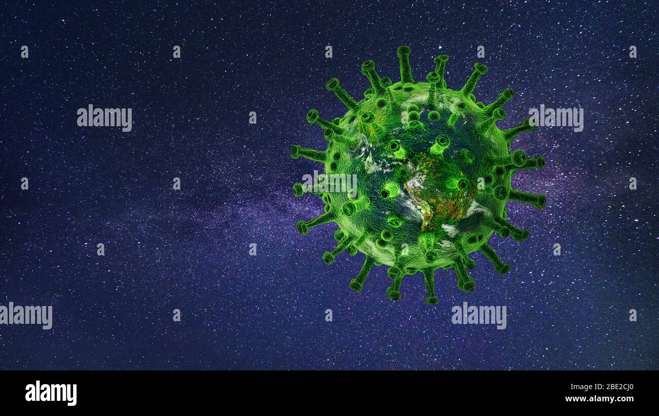 Covid-19 (Corona Virus) erobert die Welt. Wir müssen kämpfen und gewinnen. Stockfoto