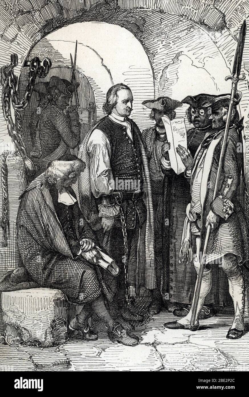 "La condamnation de Johann Friedrich Struensee (1737-1772), medecin Royal de Christian VII. De Suede et amant de la reine Caroline Mathilde (Caroline-M. Stockfoto