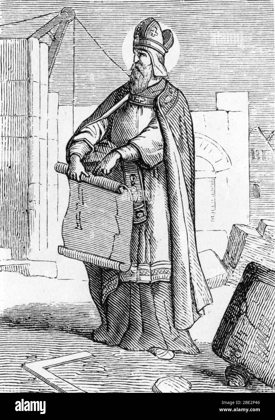 Repräsentation von saint Mellon de Rouen oder Mellon de Cardiff (3eme siecle) (Mellonius Bischof von Rotomagus) Gravur 19. Jahrhundert Privatsammlung Stockfoto