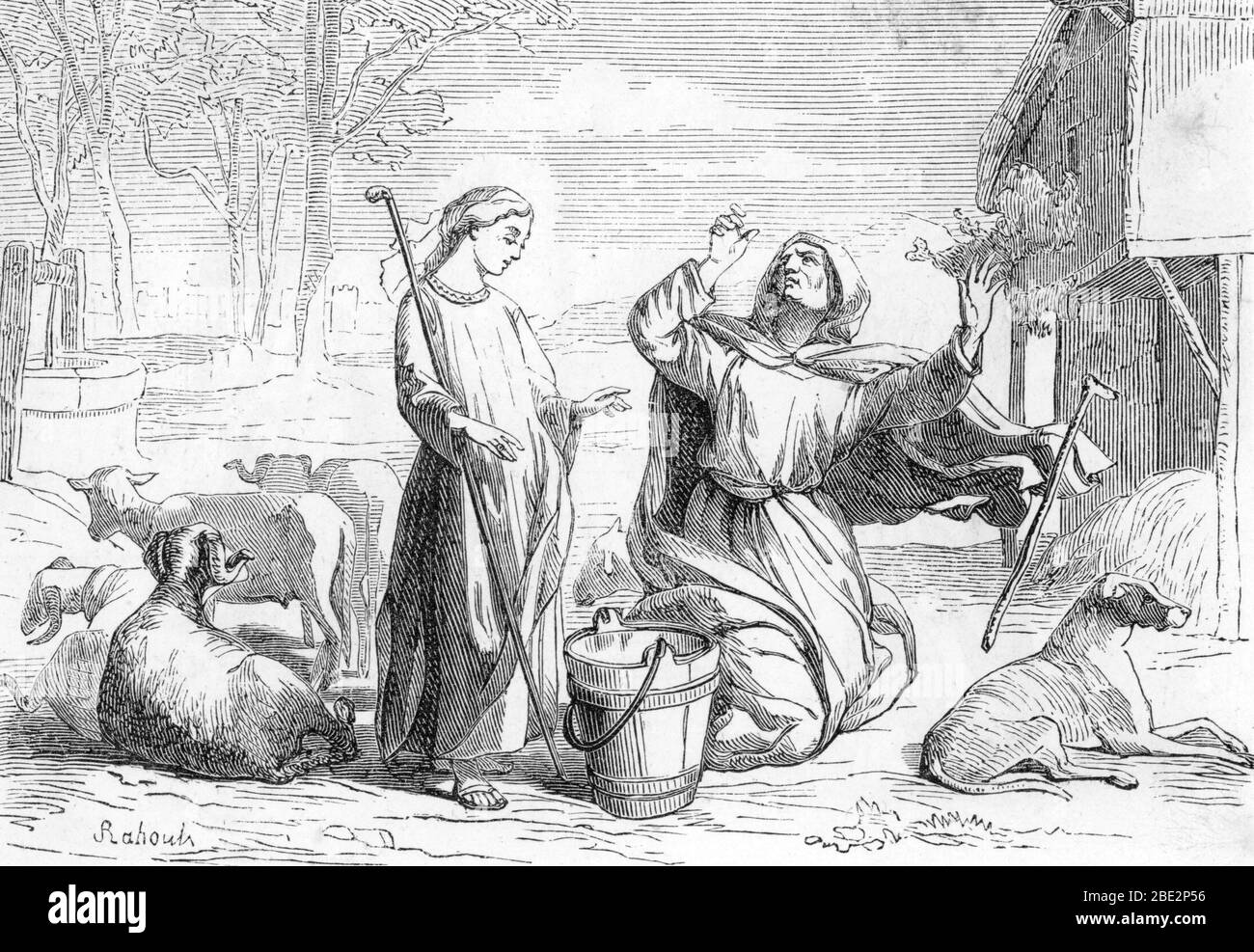 Repräsentation von Saint Genevieve de Paris (423-512) (St genevieve) Gravur 19. Jahrhundert Privatsammlung Stockfoto