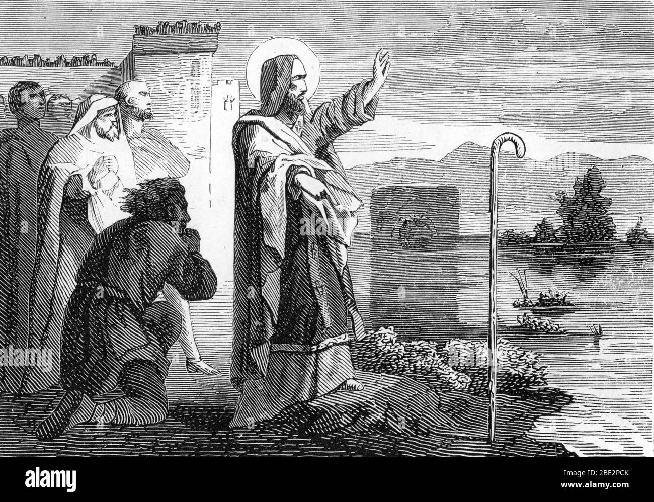 Repräsentation von Saint Gregoire le Thaumaturge (214-270), eveque de Neocesaree en Cappadoce (Gregory Thaumaturgus oder Gregory the Miracle-Worker oder Gr Stockfoto