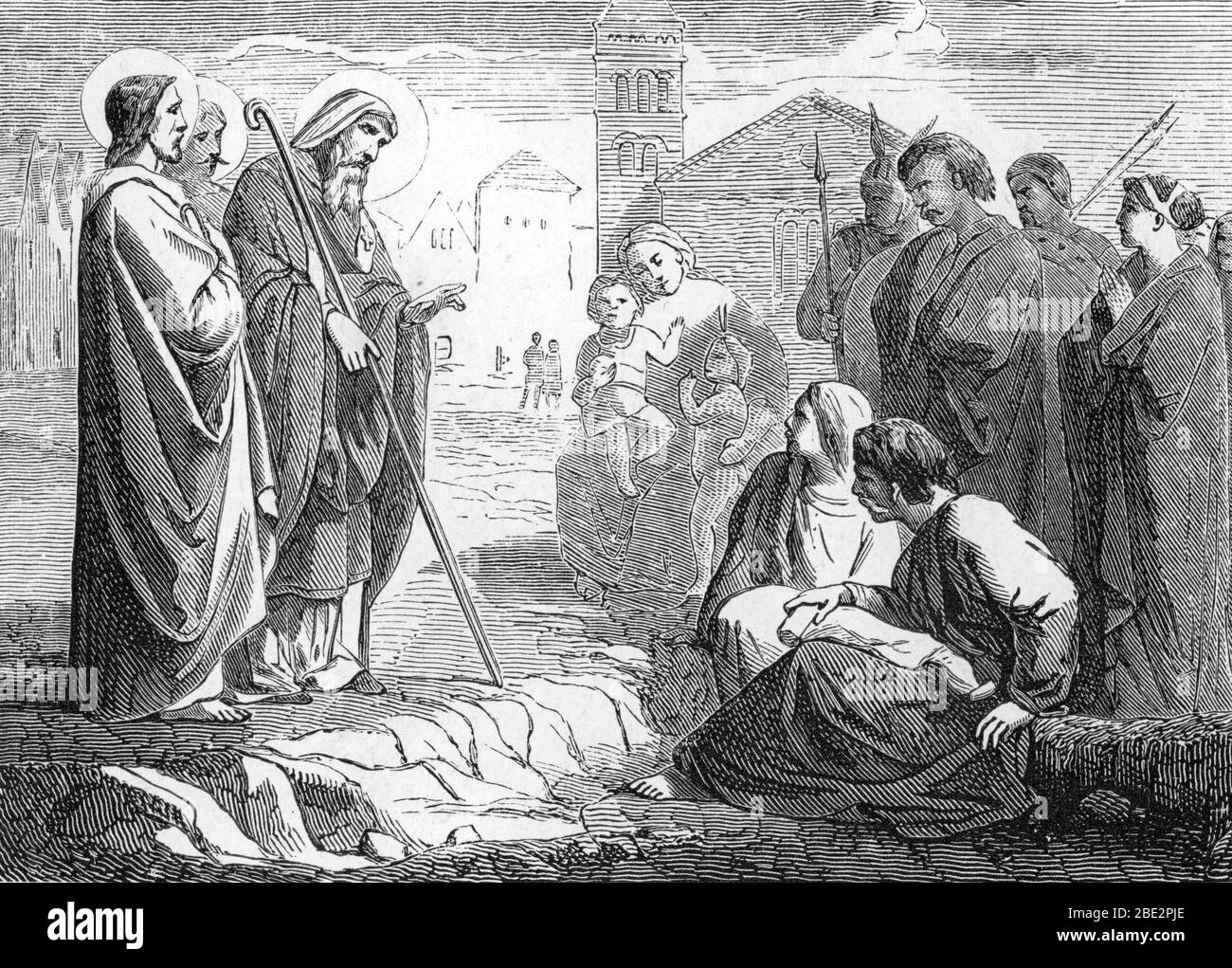 Repräsentation von saint Denis de Paris (Dionysius) (3eme siecle) (christlicher Märtyrer Dionysius, Dennis oder Denys von Paris) Gravur 19. Jahrhundert Privat Stockfoto