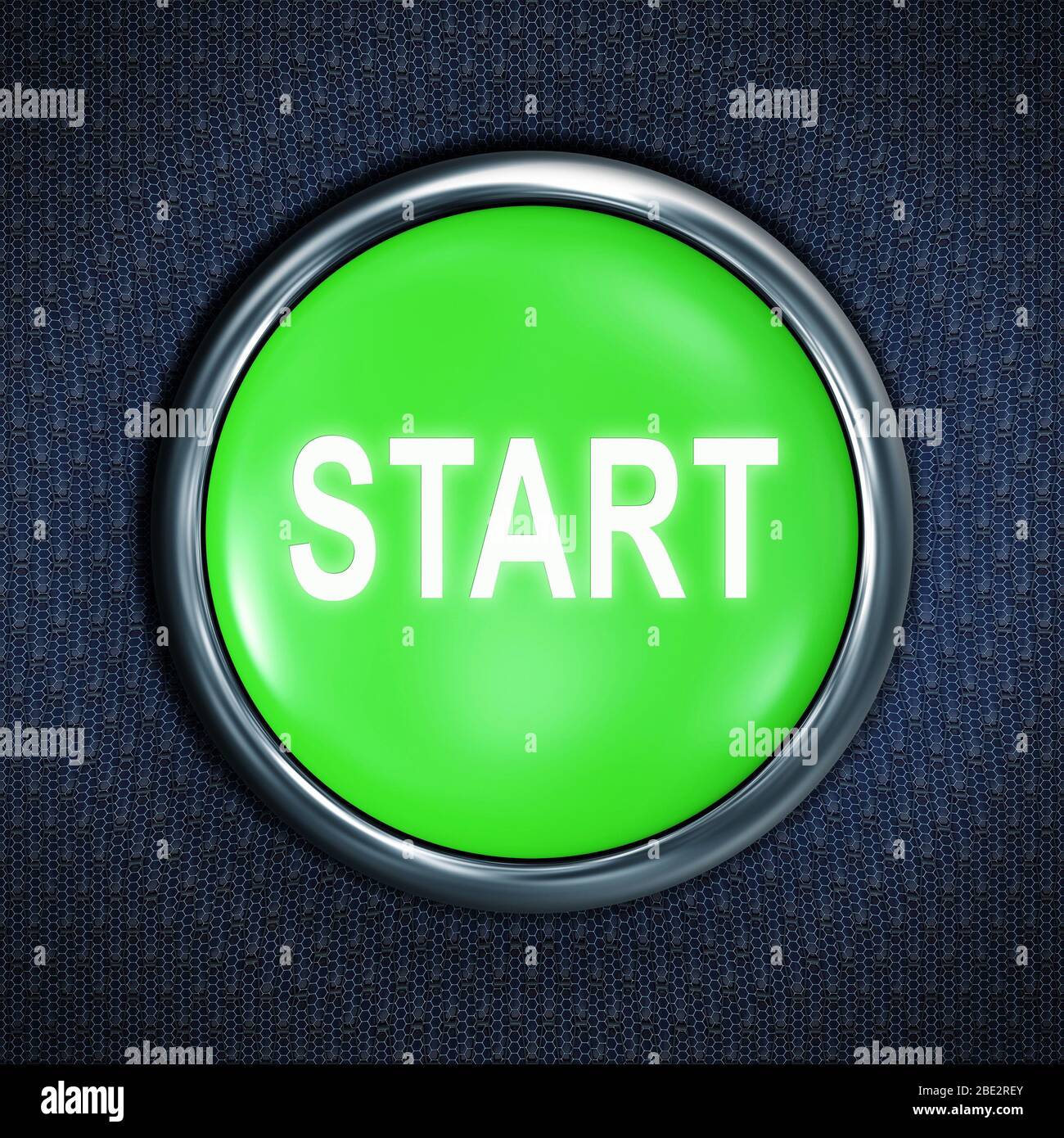 Ein grüner Knopf mit der Aufschrift: 'Start' Stockfoto