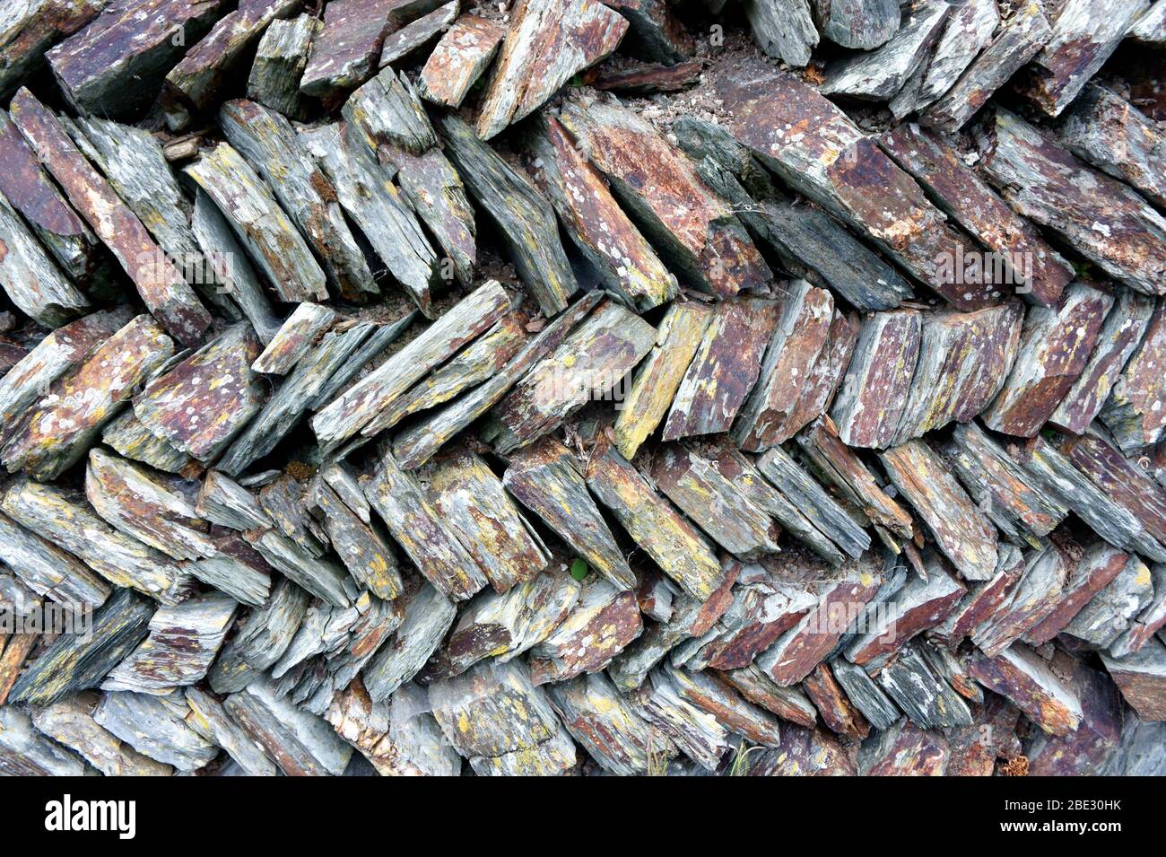 Nahaufnahme der Trockensteinmauer Stockfoto