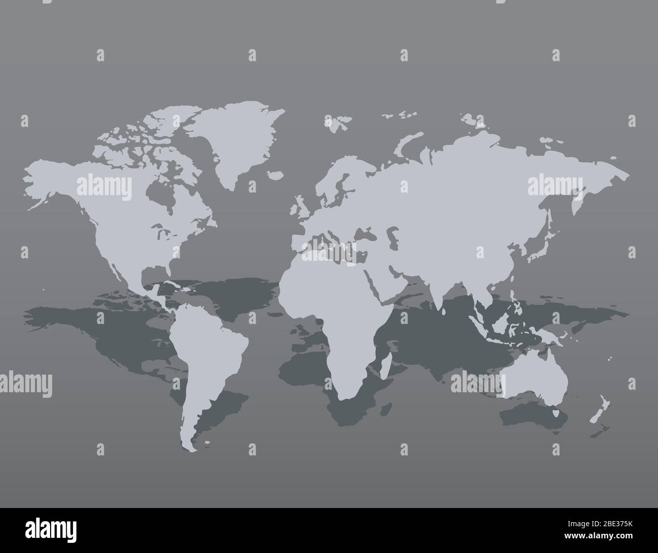 Grau ähnliche Weltkarte leer für Infografik auf dunklem Hintergrund. Vektorgrafik Stock Vektor