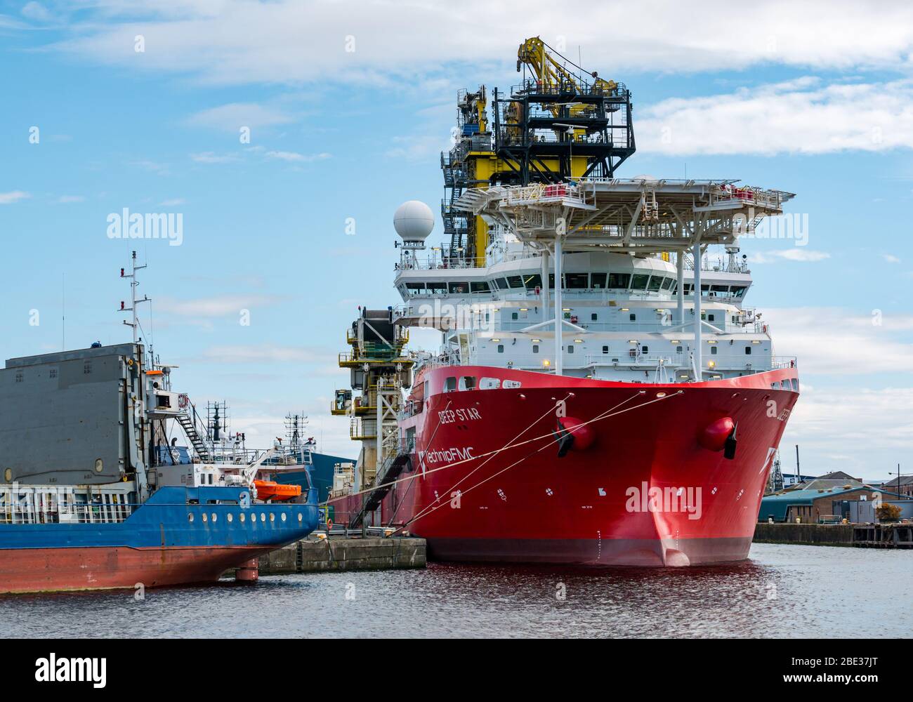 Technip Deep Star, Mehrzweck-Offshore-Schiff, Leith Harbour, Edinburgh, Schottland, Großbritannien Stockfoto