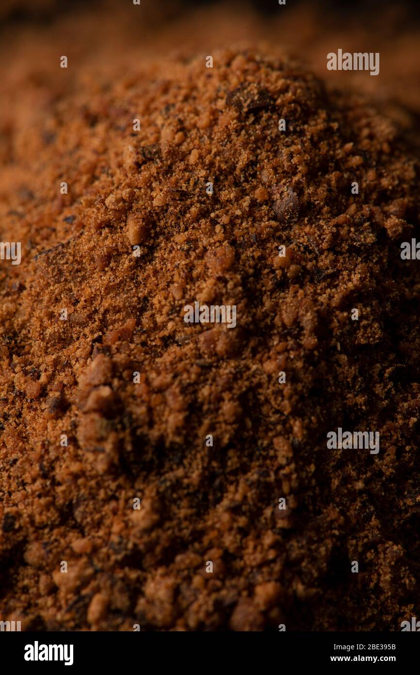 Hintergrundtextur des Muskatpulverwürzens Stockfoto
