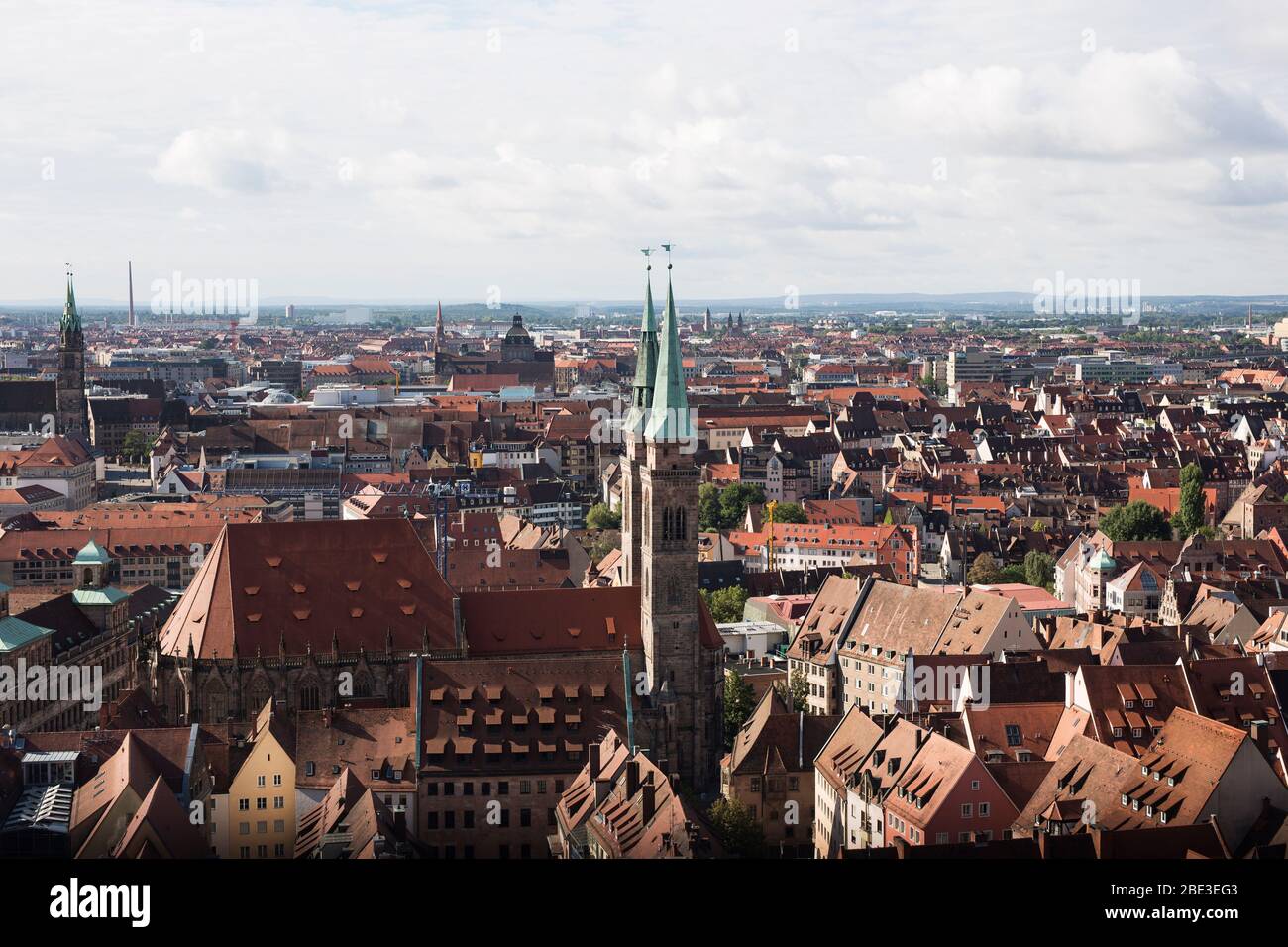 Blick auf die Stadt von der Kaiserburg in Nürnberg, Deutschland. Stockfoto