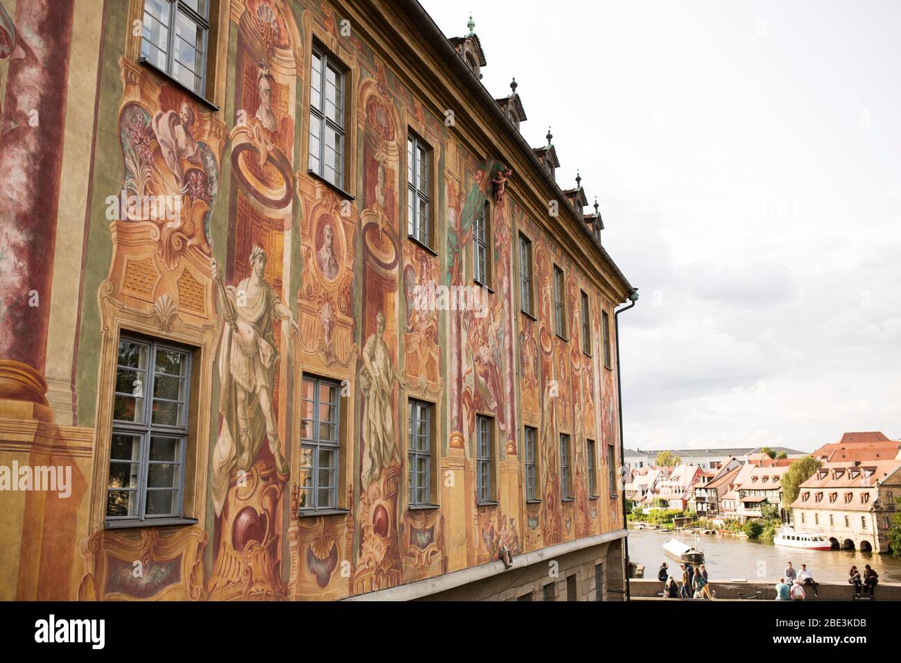 Fresken am Alten Rathaus an der Regnitz in Bamberg, Oberfranken, Bayern, Deutschland. Stockfoto