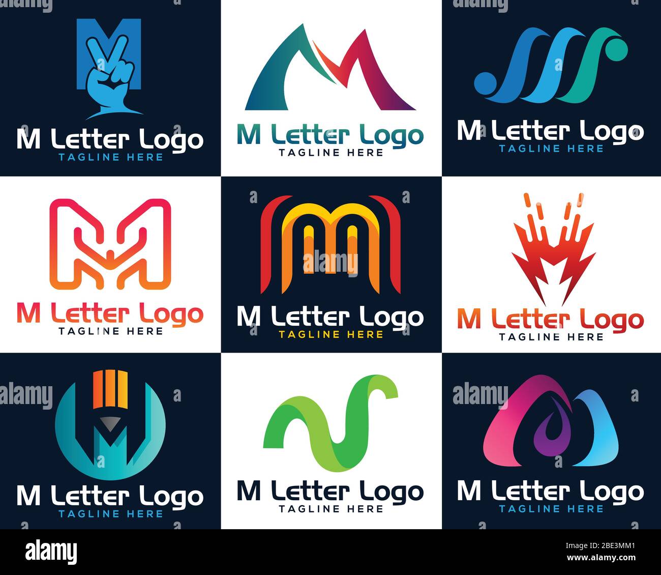 Design-Vorlagen für Symbole mit dem Logo von Letter M. Stock Vektor