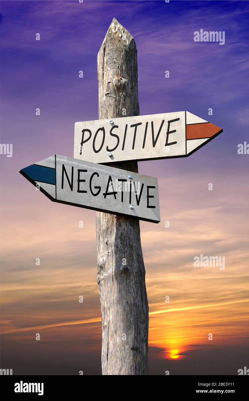 Positives oder negatives Schild Stockfoto