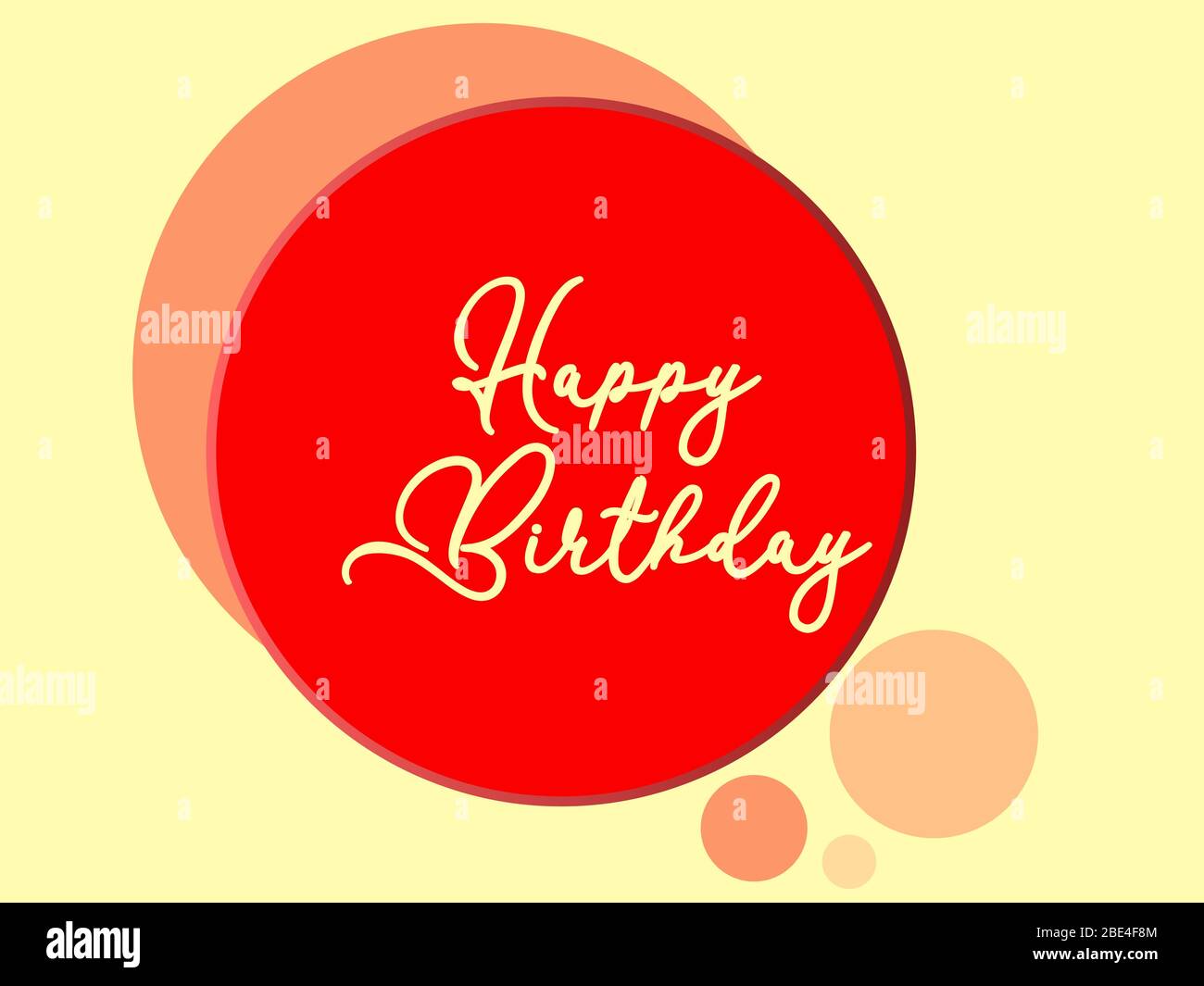 Elegantes Happy Birthday Deko-Karte Design in lebendigen Farben mit Kreisen und kursiven Text auf einem gelben Hintergrund. Stockfoto Elegantes Happy Birthday Deko-Karte Design in lebendigen Farben mit Kreisen und kursiven Text auf einem gelben Hintergrund. Stockfoto