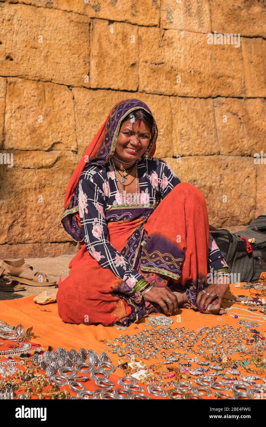 Schmuckhändler Jaisalmer Fort Rajasthan Indien Stockfoto