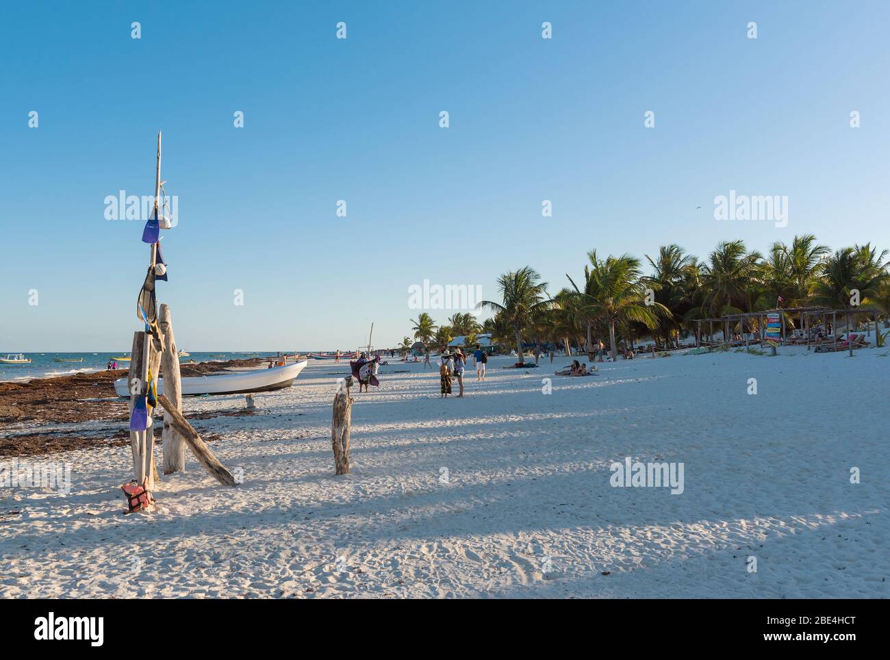 Touristen am Paradise Beach in Tulum, Yucatan Peninsula, Mexiko Stockfoto