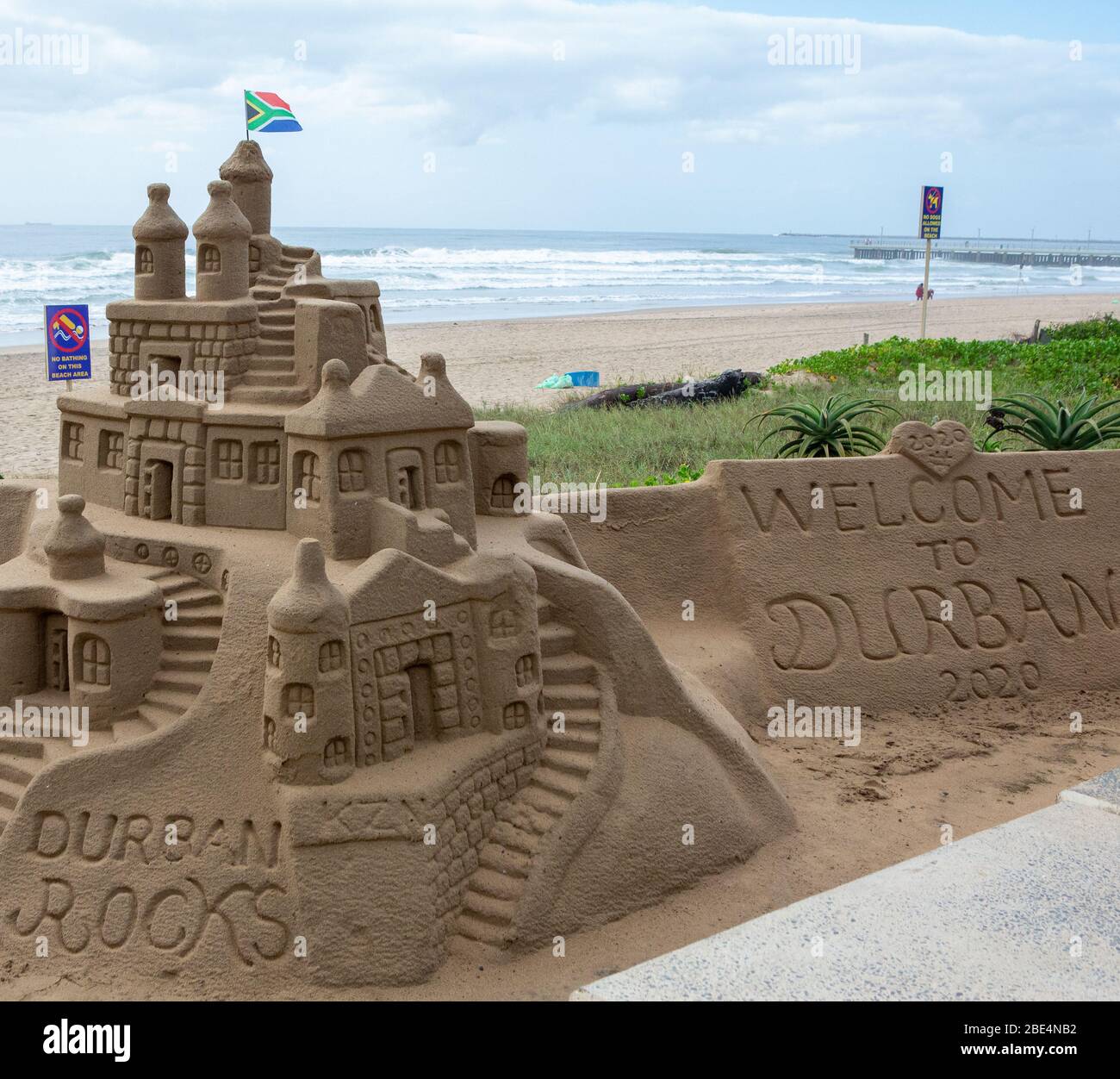Durban, Südafrika direkt am Meer Stockfoto