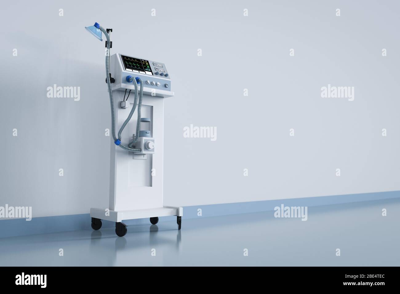 3d-Rendering medizinische Beatmungsgerät im Krankenhaus Stockfoto