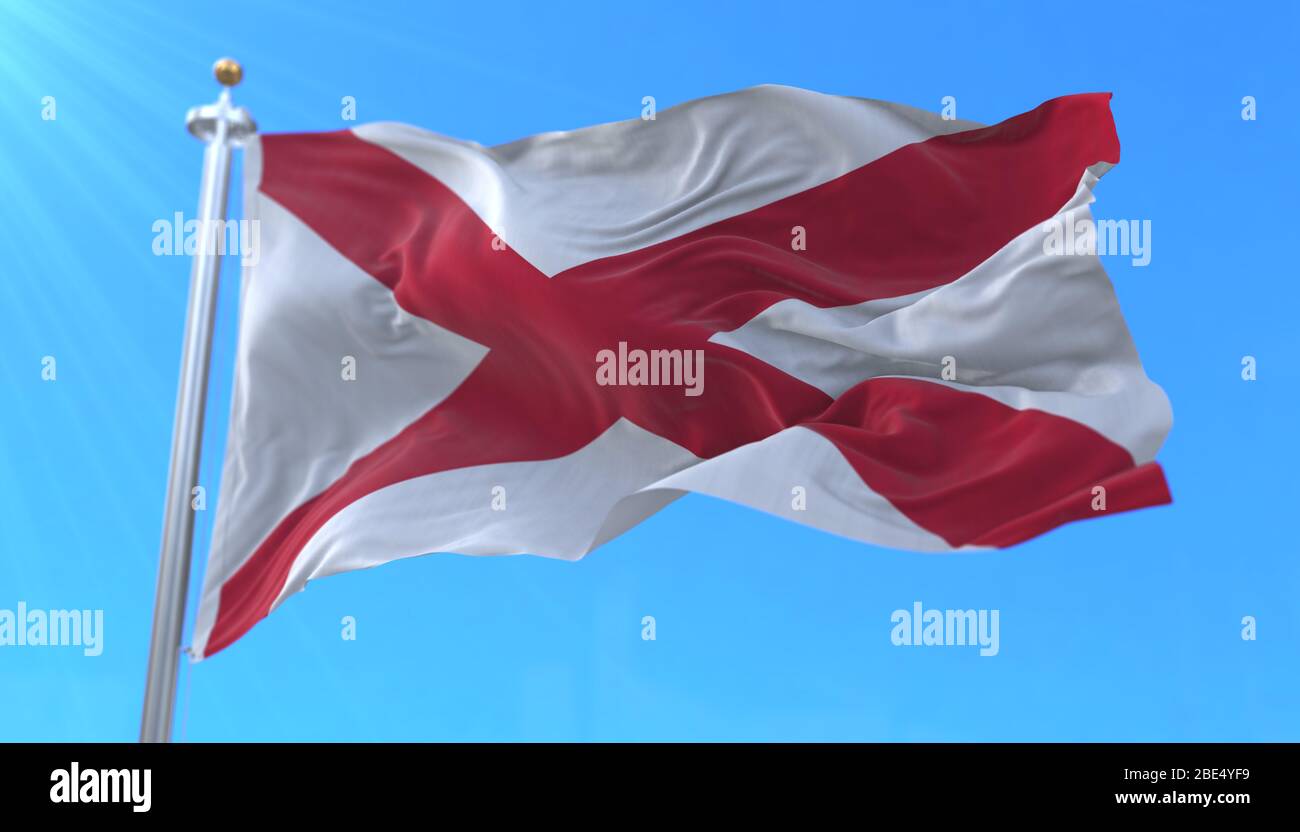 Flagge des Bundesstaates Alabama, Region der Vereinigten Staaten Stockfoto
