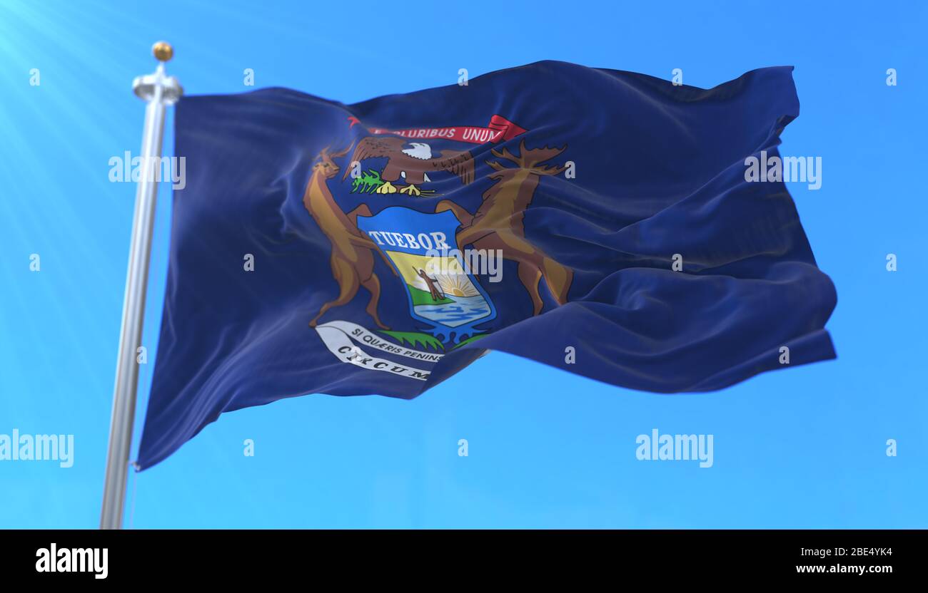 Flagge des amerikanischen Staates Michigan, Region der Vereinigten Staaten Stockfoto