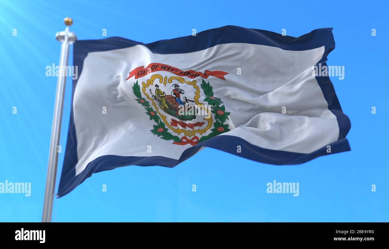 Flagge des Bundesstaates West Virginia, Region der Vereinigten Staaten von Amerika Stockfoto